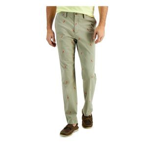 CLUBROOM Mens Green Straight Leg, Straight Fit Stretch Pants 32W X 30L